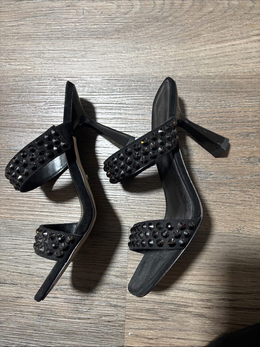 Michael Kors Black Studded Double-Band Mule Sandals - Picture 2 of 4